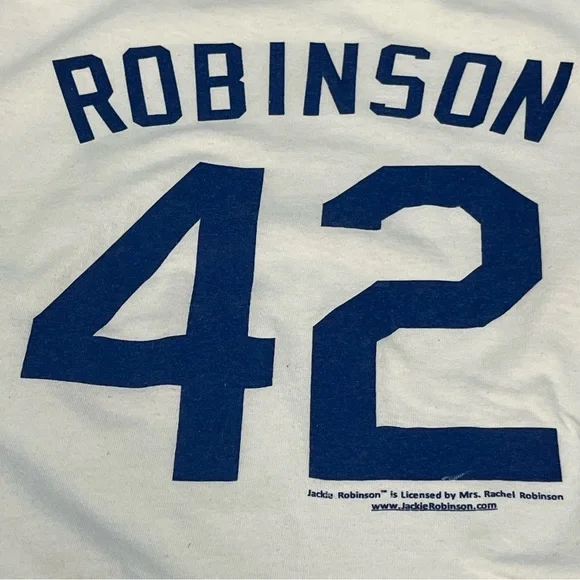 Jackie Robinson #42 Brooklyn Dodgers White Shirt Size Large - Picture 7 of 16